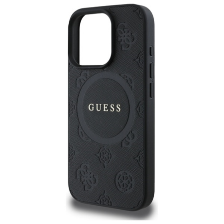 Guess Saffiano Peony Classic Logo MagSafe - Etui iPhone 16 Pro (czarny) (GUHMP16LPSAPSMEK)