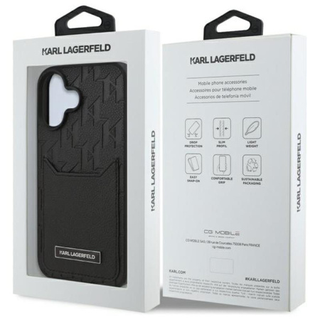 Karl Lagerfeld Cardslots Monogram - Etui iPhone 16 (czarny) (KLHCP16SPGKHPRPK)