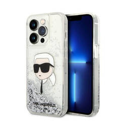 Karl Lagerfeld Liquid Glitter NFT Karl's Head - Etui iPhone 14 Pro Max (srebrny) (KLHCP14XLNKHCH)