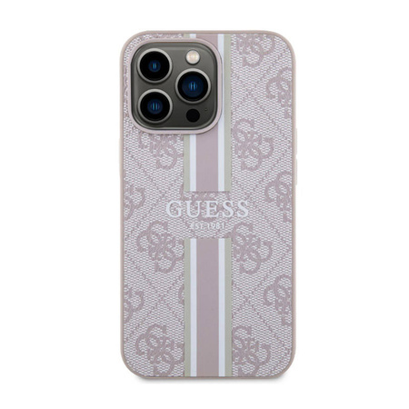 Guess 4G Printed Stripes MagSafe - Etui iPhone 13 Pro (Różowy) (GUHMP13LP4RPSP)