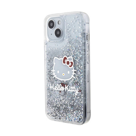 Hello Kitty Liquid Glitter Charms Kitty Head - Etui iPhone 14 (srebrny) (HKHCP14SLIKHET)