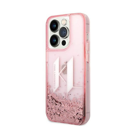 Karl Lagerfeld Liquid Glitter Big Logo Case - Etui iPhone 14 Pro (różowy) (KLHCP14LLBKLCP)