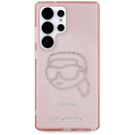 Karl Lagerfeld Rhinestones Karl Head Logo - Etui Samsung Galaxy S25 Ultra (różowy) (KLHCS25LHKHDCELP)