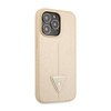 Guess Saffiano Triangle Logo Case – Etui iPhone 14 Pro (beżowy) (GUHCP14LPSATLE)