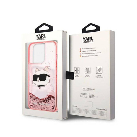 Karl Lagerfeld Liquid Glitter NFT Choupette Head - Etui iPhone 14 Pro Max (różowy) (KLHCP14XLNCHCP)