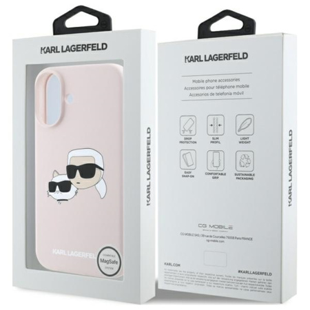 Karl Lagerfeld Silicone Double Heads Print MagSafe - Etui iPhone 16 (różowy) (KLHMP16SSKCHPPLP)