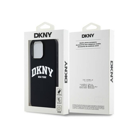 DKNY Liquid Silicone White Printed Logo MagSafe - Etui iPhone 13 Pro Max (czarny) (DKHMP13XSNYACH)