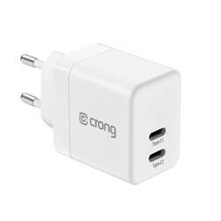 Crong Ultra Compact GaN - Ładowarka sieciowa 2x USB-C 35W PD 3.0 z PPS (biały) (CRG-GNCC35-WHI)