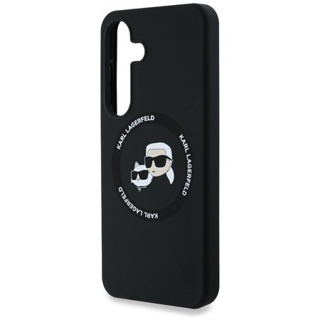 Karl Lagerfeld Silicone Double Heads And Circle MagSafe - Etui Samsung Galaxy S25 (czarny) (KLHMS25SSKCHTCK)