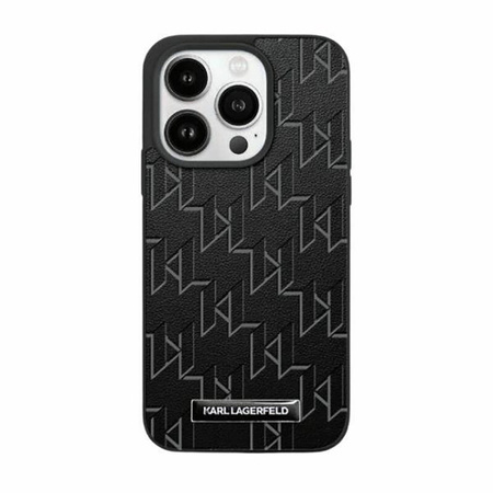 Karl Lagerfeld Leather Monogram Metal Logo - Etui iPhone 15 / 14 / 13 (czarny) (KLHMP15SPKHPORPK)