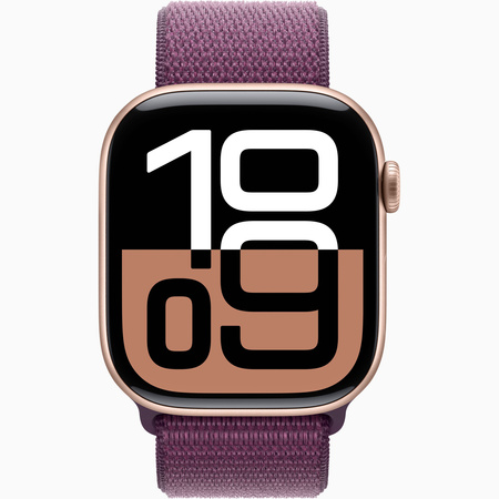 Apple Watch Series 10 GPS 46mm Koperta z aluminium w kolorze różowego złota, opaska sportowa w kolorze dojrzałej śliwki (MWWV3ET/A)