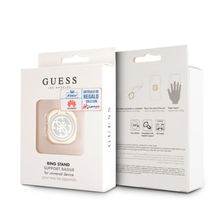 Guess Metal Ring Stand 4G - Magnetyczny uchwyt na palec do telefonu z funkcją standu (złoty/czarny) (GURSEQGBK)