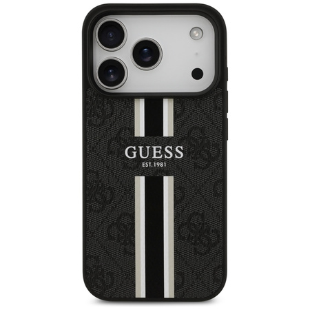 Guess 4G Printed Stripes MagSafe - Etui iPhone 17 Pro (czarny) (GUHMP17LP4RPSK)