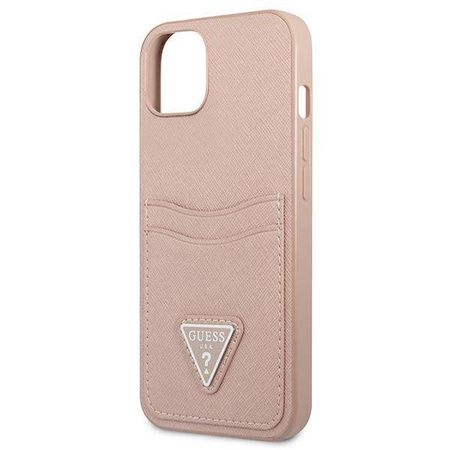 Guess Saffiano Double Card Triangle - Etui iPhone 13 (różowy) (GUHCP13MPSATPP)