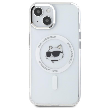 Karl Lagerfeld IML Metal Choupette Head MagSafe - Etui iPhone 15 (biały) (LHMP15SHLSCHH)
