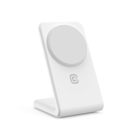 Crong MagSpot Stand - Ładowarka bezprzewodowa 2w1 z MagSafe do iPhone i AirPods (biały) (CRG-MSS-WHT)