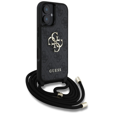 Guess 4G Big Logo Cord Strap Crossbody - Etui do iPhone 16 Plus (czarny) (GUHCP16MP4GMGCRK)