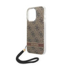 Guess 4G Print Cord - Etui ze smyczką iPhone 14 Pro (brązowy) (GUOHCP14LH4STW)
