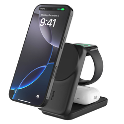 Belkin Ładowarka magnetyczna Qi2 25W, 3w1, składana, zasilacz 45W, czarna (WIZ036KQBK)