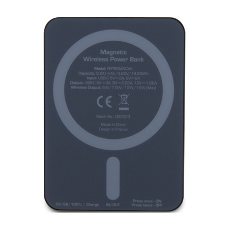 Ferrari Metal Logo MagSafe - Power Bank indukcyjny 5000 mAh 15W MagSafe (Czarny) (FEPB5MNCAK)