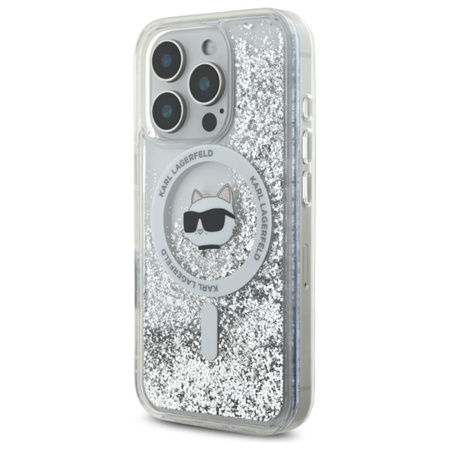 Karl Lagerfeld Liquid Glitter Choupette Head MagSafe - Etui iPhone 16 Pro (przezroczysty) (KLHMP16LLGCHSGH)