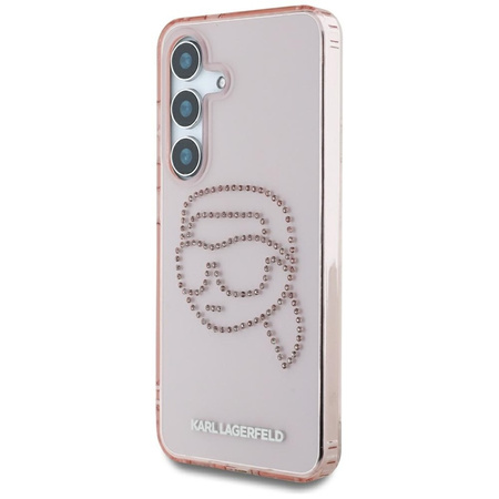 Karl Lagerfeld Rhinestones Karl Head Logo - Etui Samsung Galaxy S25 (różowy) (KLHCS25SHKHDCELP)