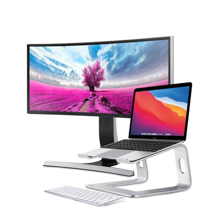Crong AluBench – Aluminiowa podstawka do laptopa (srebrny) (CRG-ALUBN-SLV)