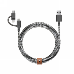 Native Union Belt Cable Universal - kabel USB-A - USB-C/lightning/microUSB, 2 m (zebra) (BELT-ULC-ZEB-NP)