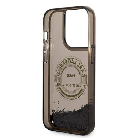Karl Lagerfeld Liquid Glitter Round RSG Logo Case - Etui iPhone 14 Pro (czarny) (KLHCP14LLCRSGRK)