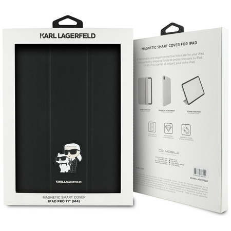 Karl Lagerfeld Book Cover Saffiano Magnetic Karl & Choupette - Etui iPad Pro 11" M4 (2024) (czarny) (KLFC11PM24SAKCK)