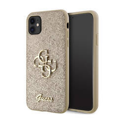 Guess Glitter Script Big 4G - Etui iPhone 11 (złoty) (GUHCN61HG4SGD)