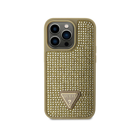 Guess Rhinestone Triangle - Etui iPhone 14 Pro (złoty) (GUHCP14LHDGTPD)
