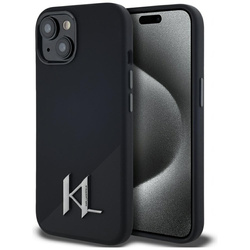 Karl Lagerfeld Silicone Shadow Metal Initial MagSafe - Etui do iPhone 15 (czarny) (KLHMP15SSCMKMPCK)