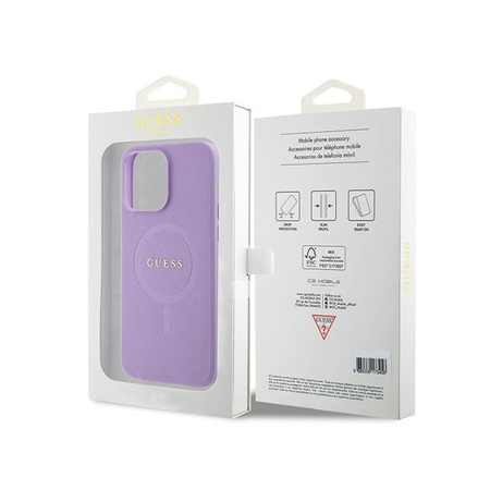 Guess Saffiano MagSafe - Etui iPhone 15 Pro Max (fioletowy) (GUHMP15XPSAHMCU)