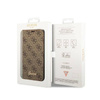Guess 4G Metal Camera Outline Booktype Case - Etui iPhone 14 Pro Max (brązowy) (GUBKP14XHG4SHW)