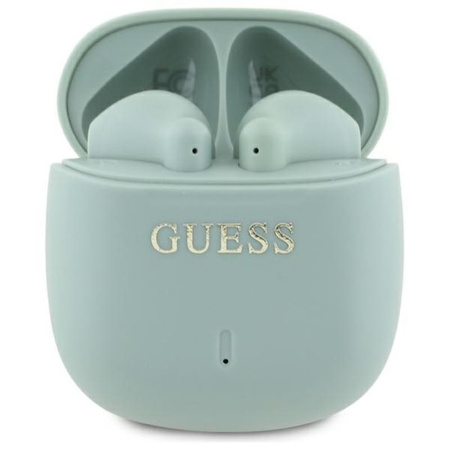Guess Printed Classic Logo - Słuchawki Bluetooth TWS + etui ładujące (zielony) (GUTWSJ14ESGN)