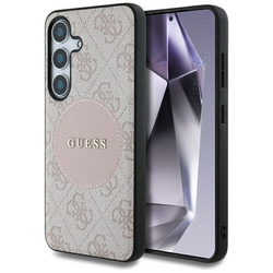 Guess 4G Round Patch Classic Logo MagSafe - Etui do Samsung Galaxy S25 (różowy) (GUHMS25SP4PGRSGP)