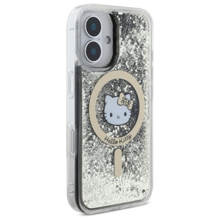Hello Kitty Liquid Glitter Fever MagSafe - Etui iPhone 16 (czarny / złoty) (HKHMP16SLGDIK)