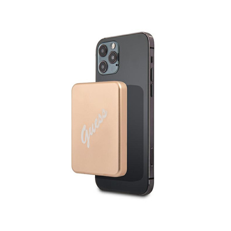 Guess Magnetic Wireless Power Bank Vintage - Power Bank indukcyjny 3000 mAh MagSafe (Złoty) (GUPBMSVSLG)