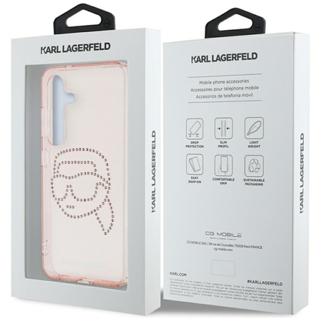 Karl Lagerfeld Rhinestones Karl Head Logo - Etui Samsung Galaxy S25 (różowy) (KLHCS25SHKHDCELP)