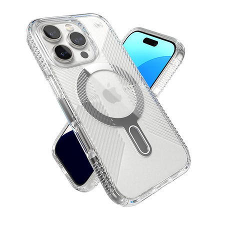 Speck Presidio Perfect-Clear Grip ClickLock & MagSafe - Etui iPhone 16 Pro (Clear / Chrome Finish / Serene Silver) (150704-3199)