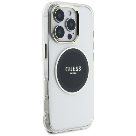 Guess IML Metal Colored Circle Classic Logo MagSafe - Etui do iPhone 16 Pro (czarny) (GUHMP16LHTDRCEDK)