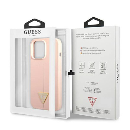 Guess Silicone Triangle Logo - Etui iPhone 13 Pro Max (różowy) (GUHCP13XSLTGP)