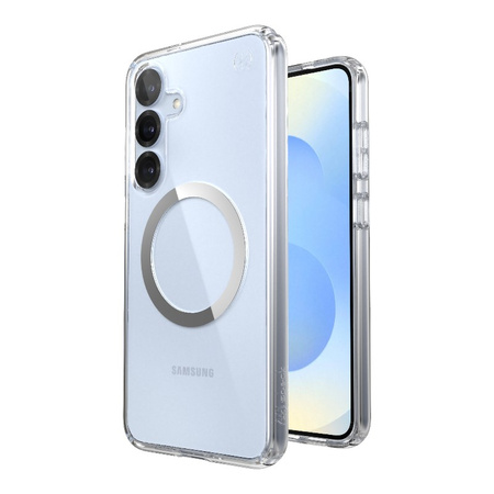 Speck Presidio Perfect-Clear Magnet - Etui Samsung Galaxy S25+ / S24+ MagSafe (Clear / Chrome Finish / Serene Silver) (150885-3199)