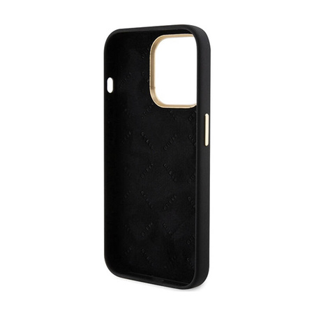 Guess Silicone Script Metal Logo & Frame - Etui iPhone 15 Pro Max (czarny) (GUHCP15XSMBSLK)