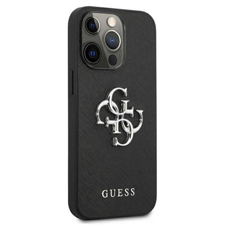 Guess Saffiano 4G Big Silver Logo - Etui iPhone 13 Pro (czarny) (GUHCP13LSA4GSBK)