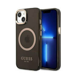 Guess Gold Outline Translucent MagSafe - Etui iPhone 13 (czarny) (GUHMP13MHTCMK)