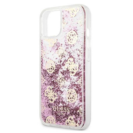 Guess Peony Liquid Glitter - Etui iPhone 13 mini (różowy) (GUHCP13SLGPEPI)