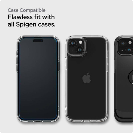 Spigen Alm Glass FC 2-Pack - Szkło hartowane do iPhone 15 2 szt (Czarna ramka) (AGL06906)