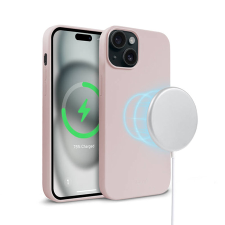 Crong Color Cover Magnetic - Etui iPhone 15 MagSafe (piaskowy róż) (CRGCOLRMIP1561PNK)